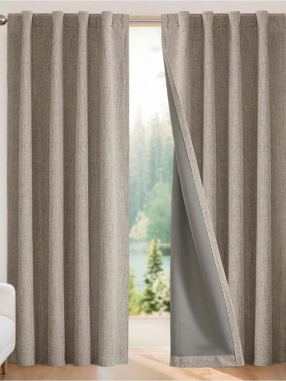 JOYDECO Faux Linen Blackout CURTAINS For Bedroom 52” Wide x 84” Long